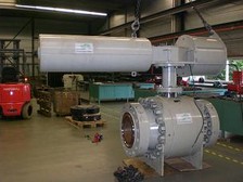 Actuator assembled on 16 Shut Down Ball Valve ready for FAT